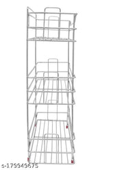 Stainless steel multipurpose shelf rack for kitchen & bathroom accessories (3-shelf), functional organization solution for utensils, spices, linens, towels, and more